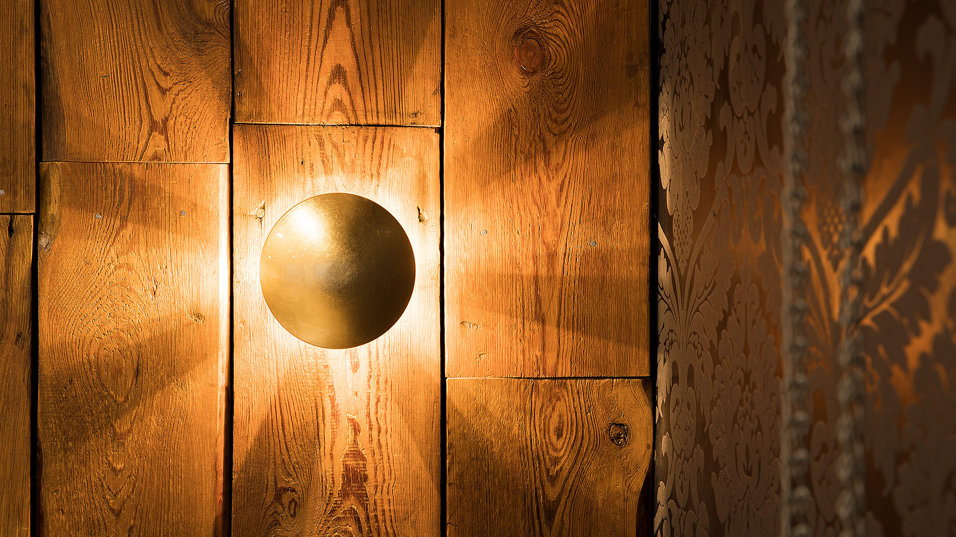 Birkenstudio Lampe vor Holzwand